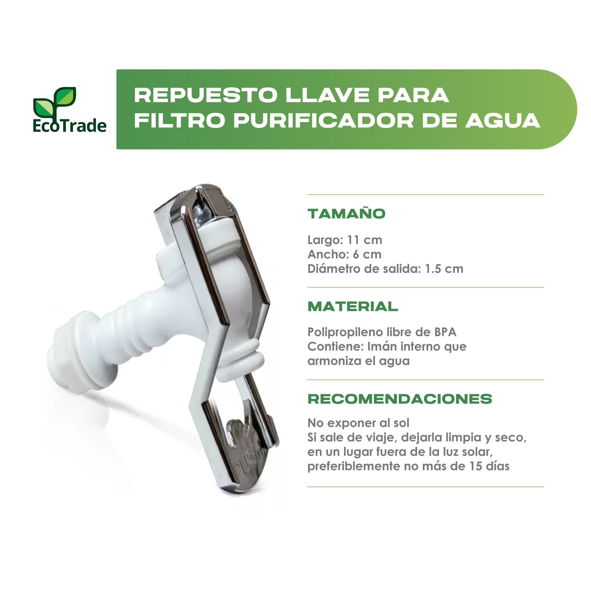 Llave Magnetica Para Filtro Purificador De Agua Ecotrade - Imagen 2