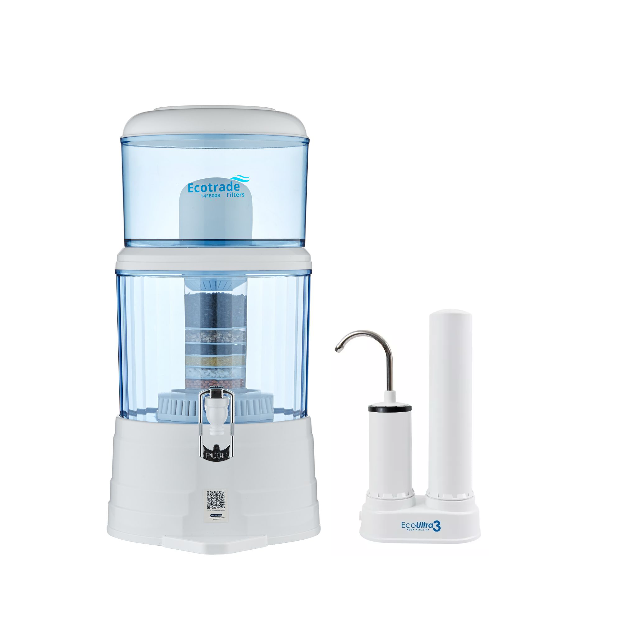 Filtro Agua 14 Litros mas Filtro doble Filtracion Ecotrade