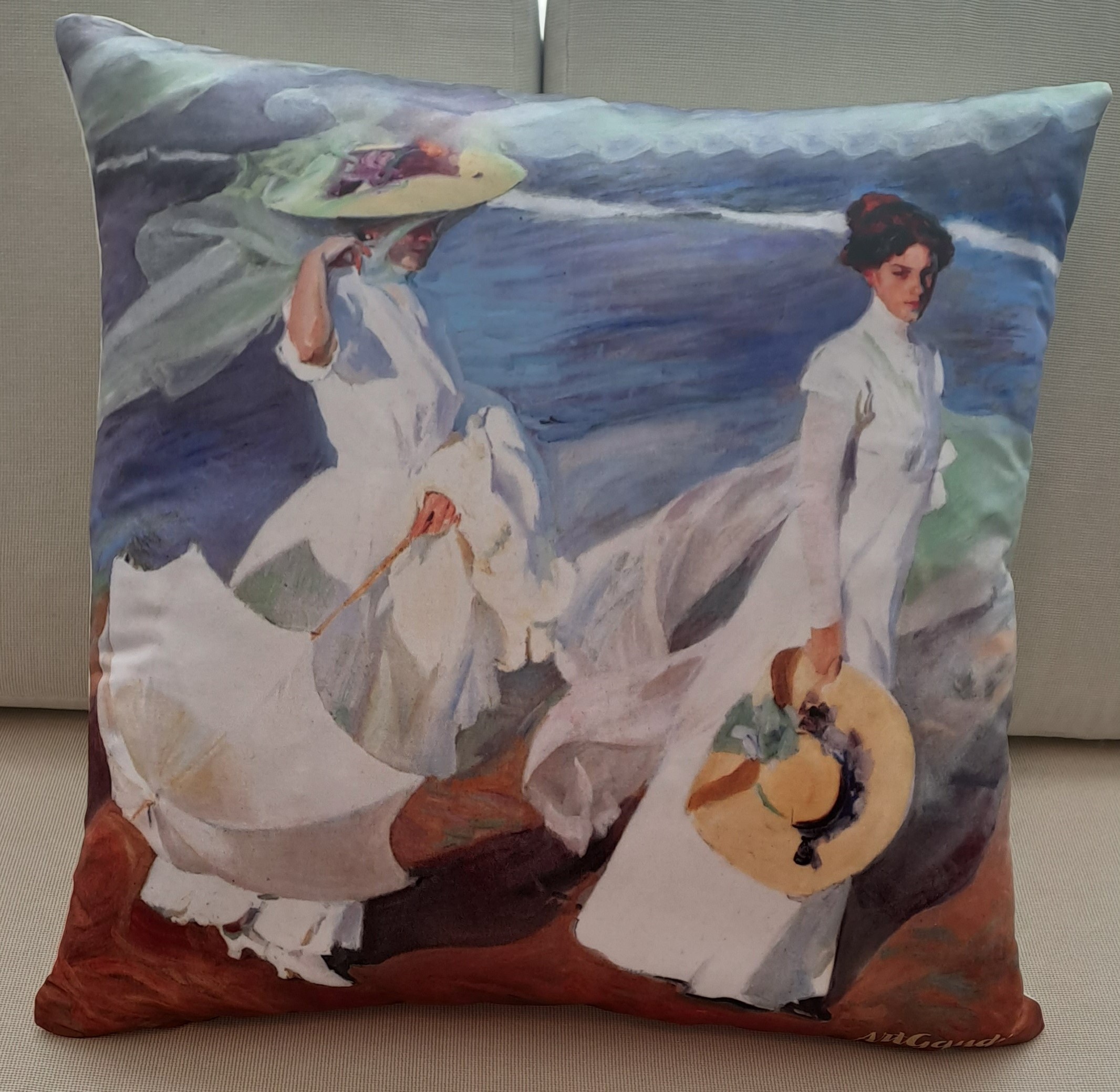 COJíN PASEO A ORILLAS DEL MAR DE JOAQUIN SOROLLA - Imagen 2