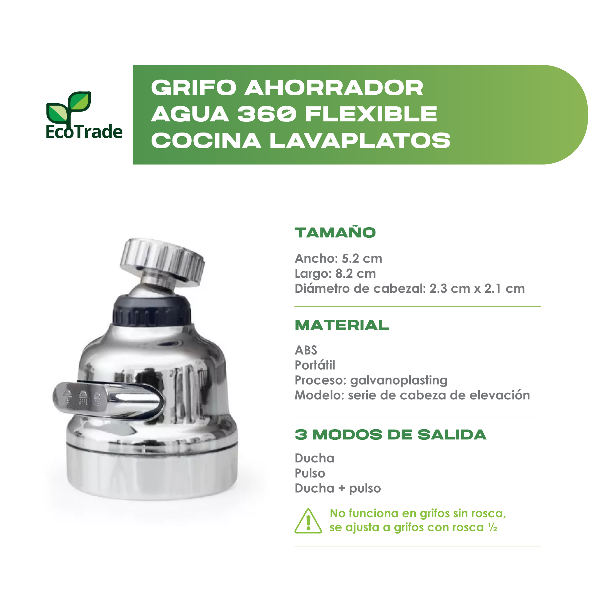 Grifo Ahorrador Agua 360 Flexible Cocina Lavaplatos Ecotrade - Imagen 2