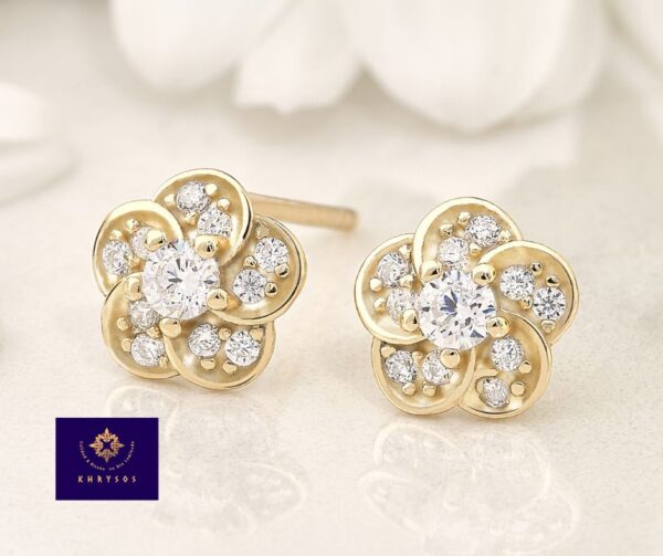 Aretes Flowers Plata Oro
