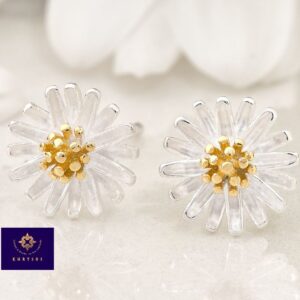 Aretes Margarita plata oro