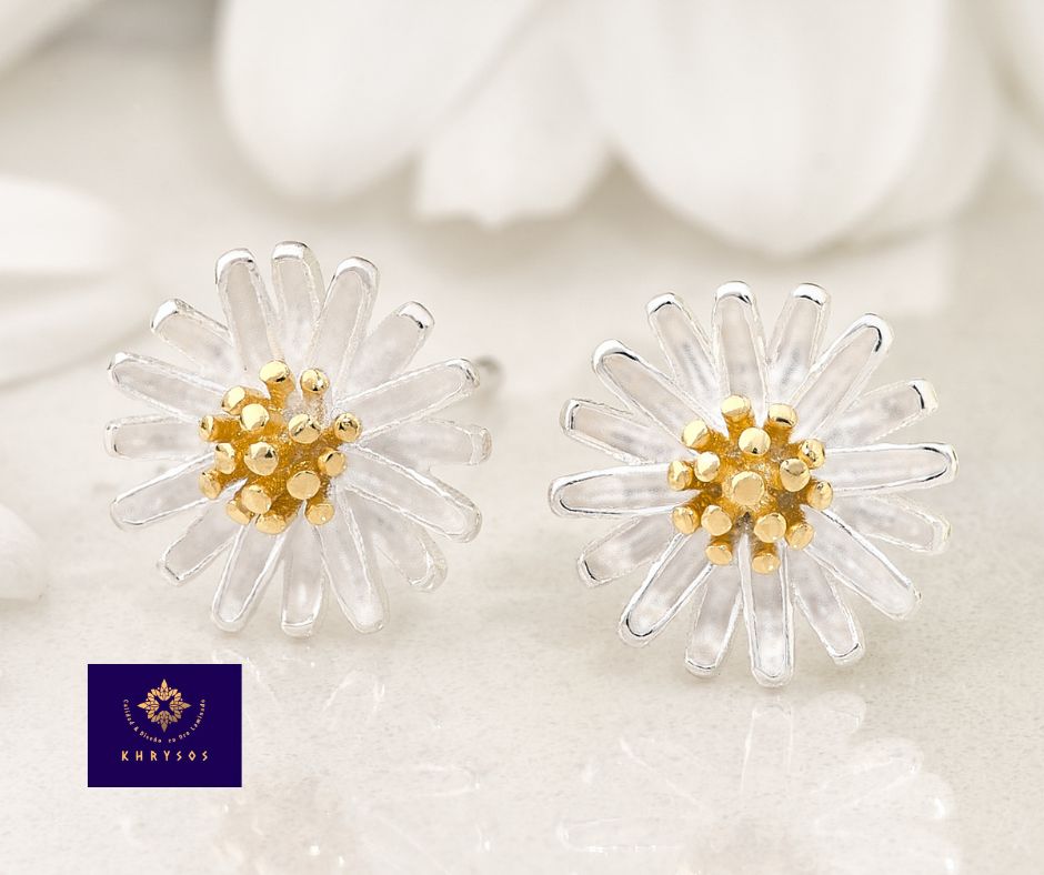 Aretes Margarita plata oro