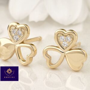 Aretes trebol plata oro