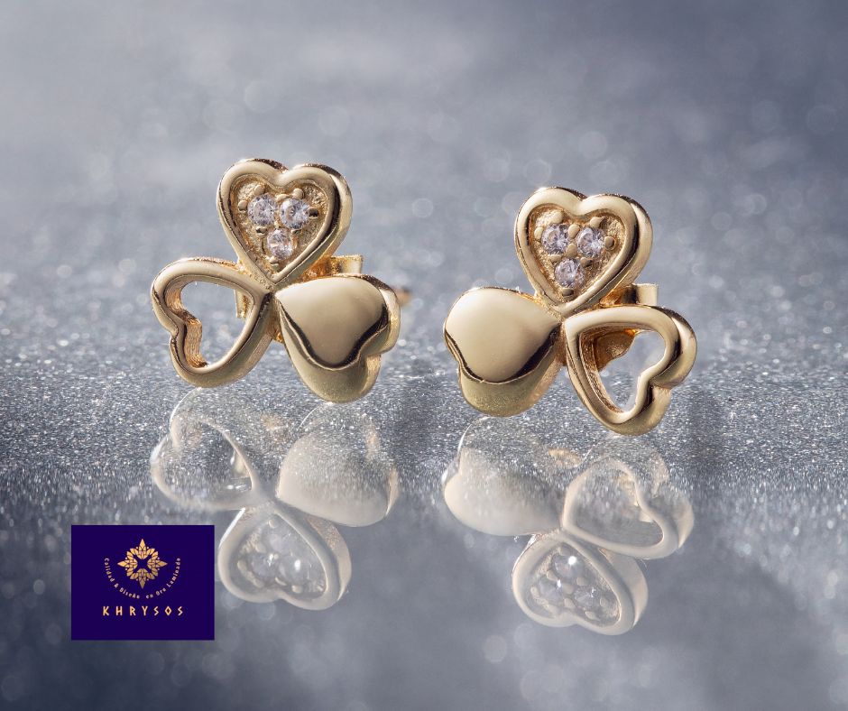 Aretes trebol plata oro - Imagen 3