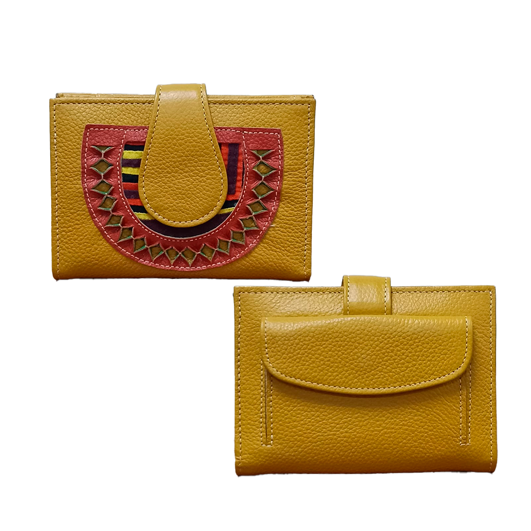 Billetera amarilla de cuero - Imagen 2