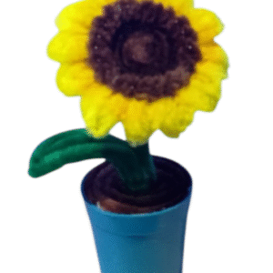 Flor Girasol decorativo pequeño hecho a mano en maceta sencilla