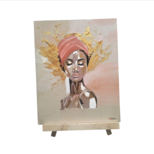 Cuadro Mujer Afro con Caballete