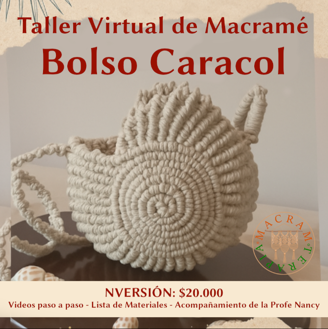 Taller Curso Virtual Bolso Caracol en Macramé