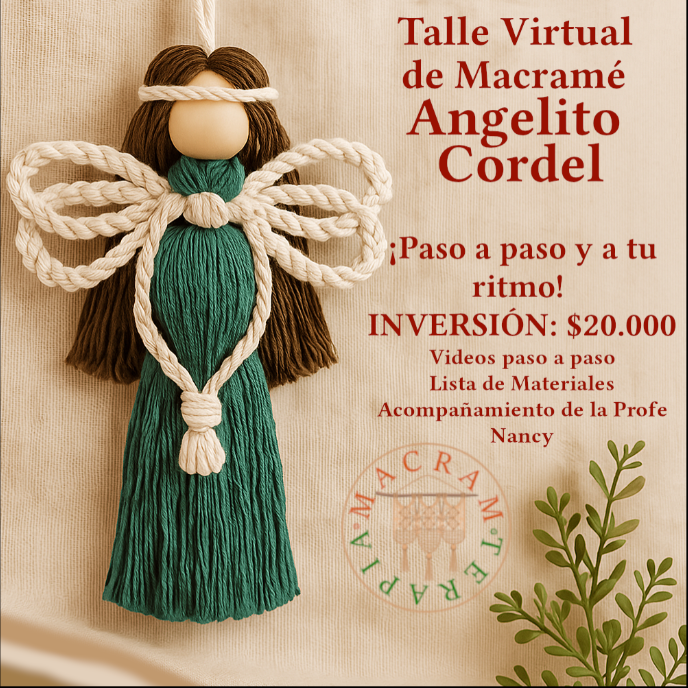 Taller Curso Virtual Ángel Cordel de Protección en Macramé