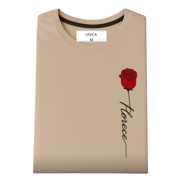 Camiseta Florece con rosa roja