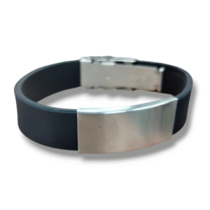 Brazalete de Identificación Grueso Placa Plateada