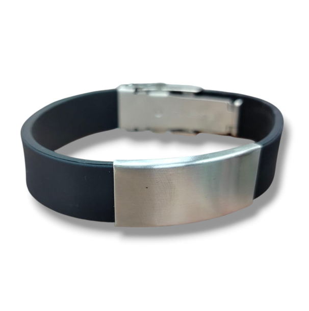 Brazalete de Identificación Grueso Placa Plateada