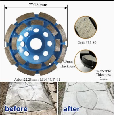 DISCO COPA DIAMANTE ABRASIVO DOBLE FILA CONCRETO 4 PULG - Imagen 4