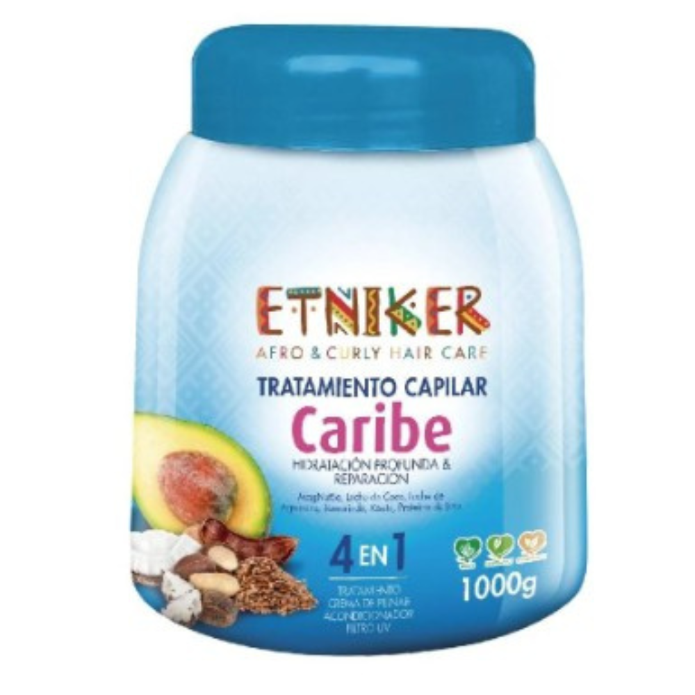 ETNIKER AFRO Y CURLY HAIR CARE TRATAMIENTO CAPILAR CARIBE 4EN1 1000G