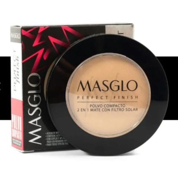 MASGLO PERFECT FINISH POLVO COMPACTO 2 EN 1 MATE CON FILTRO TONO MED1