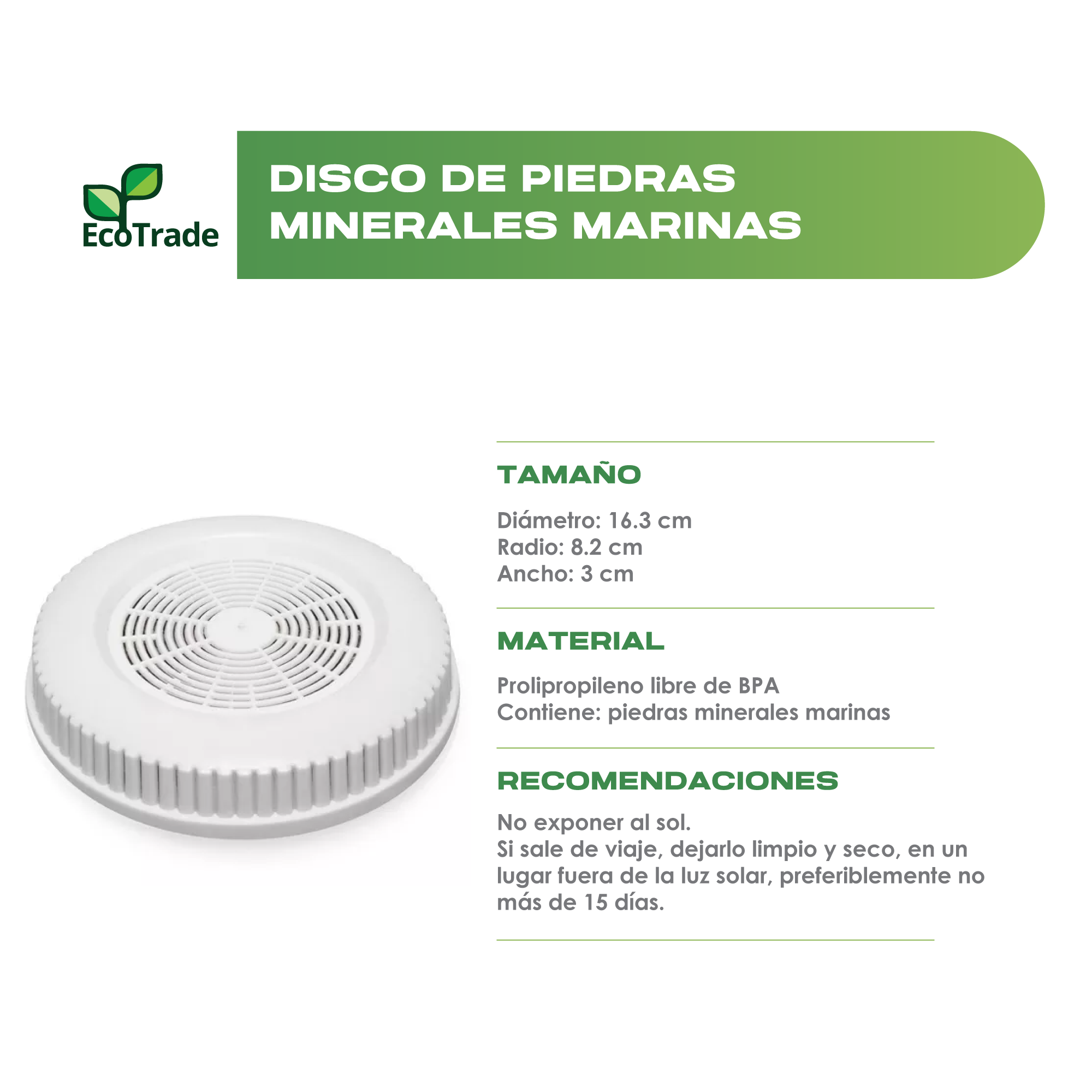 Disco Piedras Minerales Filtro Purificador Agua Ecotrade - Imagen 2