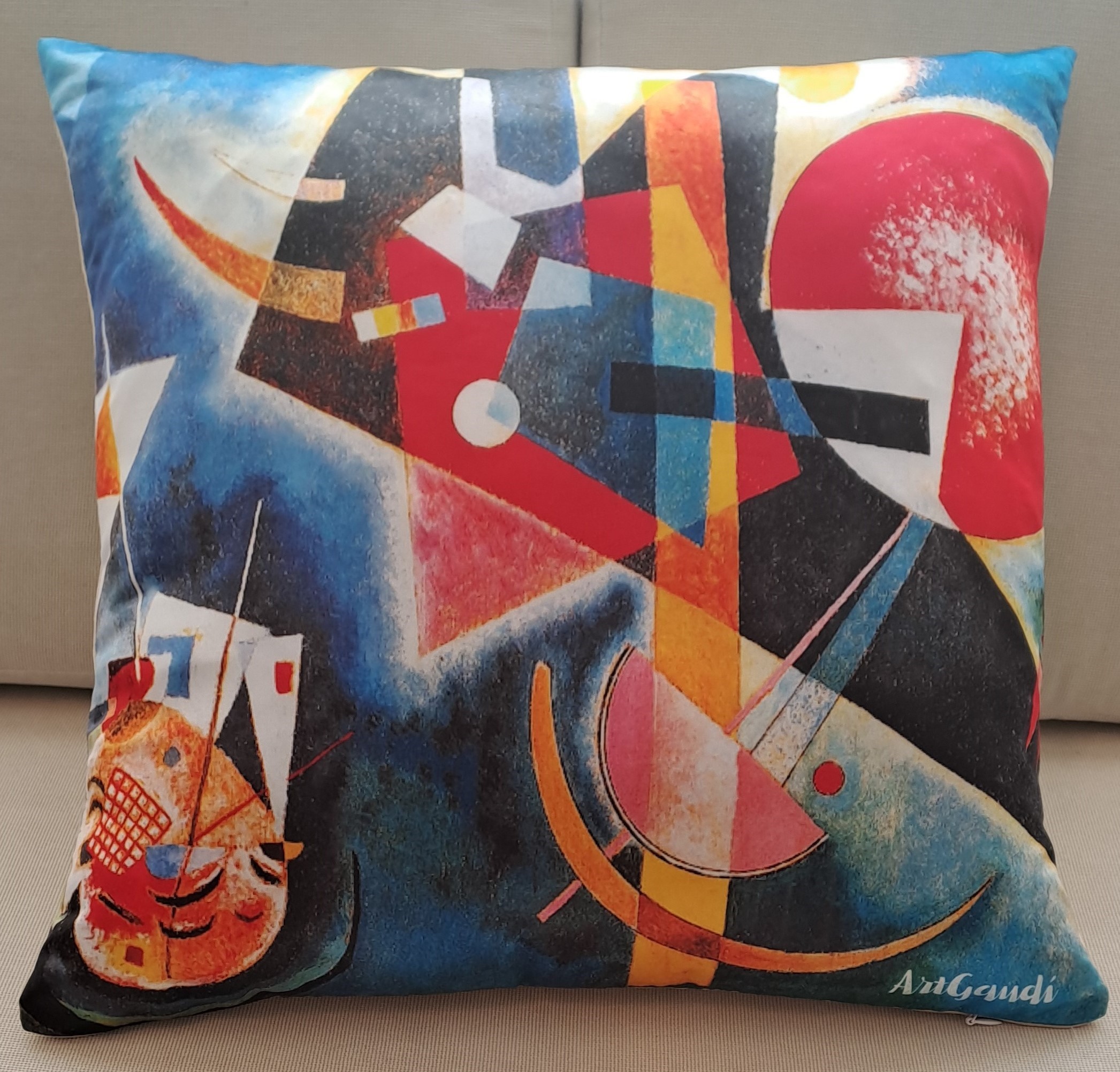 COJíN CON LA OBRA EN AZUL IN THE BLUE DE WASSILY KANDINSKY - Imagen 2