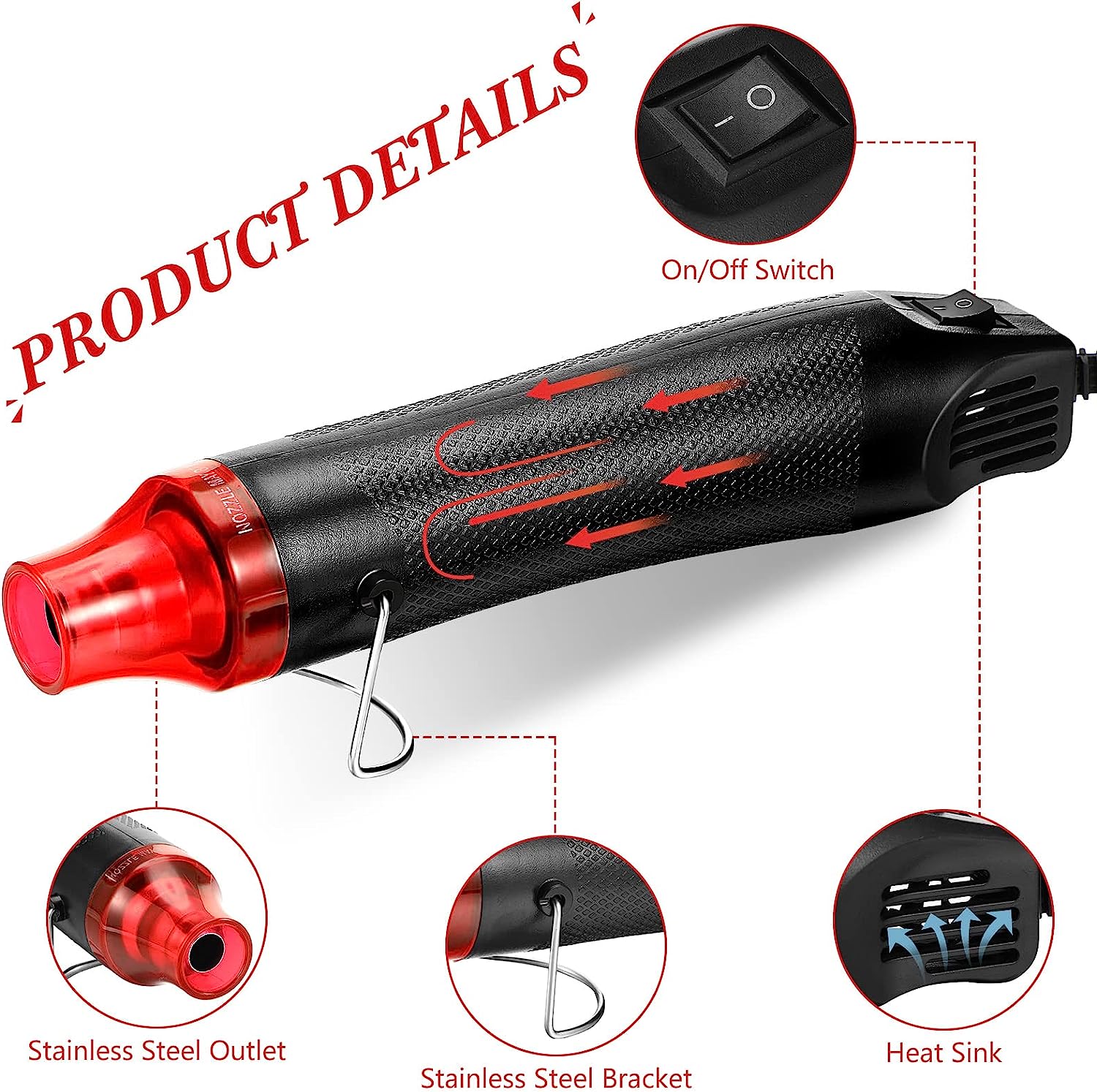 PISTOLA DE CALOR AIRE CALIENTE ELéCTRICA 300W110V - Imagen 4