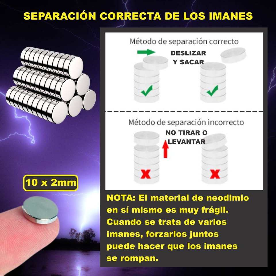 IMAN DE NEODIMIO REDONDO N35 POTENTE DISCO CIRCULAR 10X2mm X 50 PCs - Imagen 2