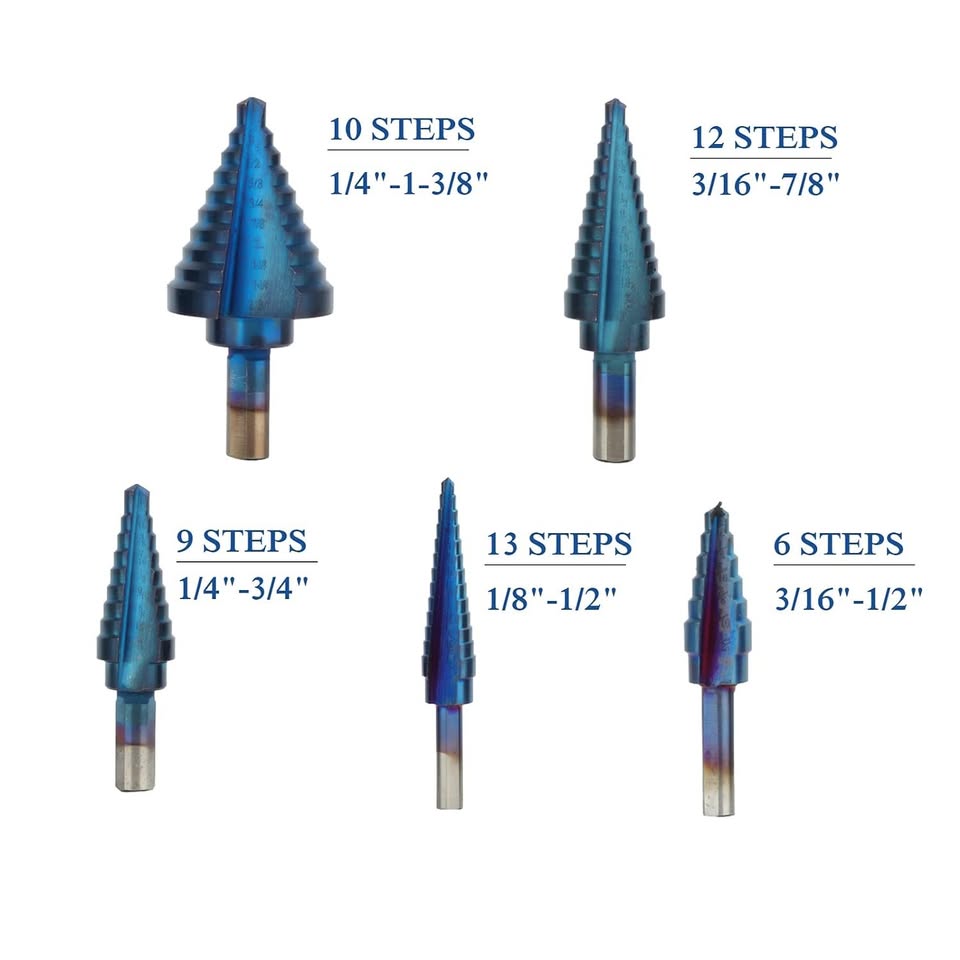 BROCA ESCALONADA HSS X METAL AZUL KT X5 BROCAS 50 EN 1 CAJA ALUMINIO - Imagen 2