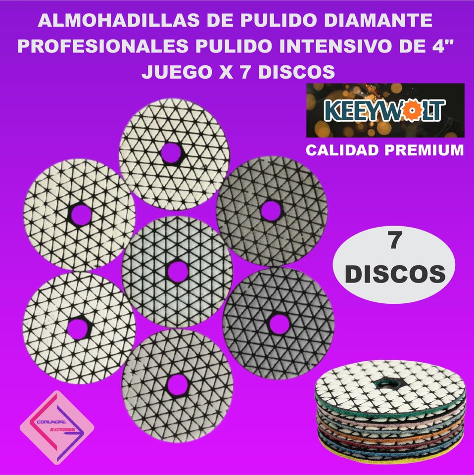 ALMOHADILLA DISCO DE PULIDO INTENSIVO DIAMANTE PROFESIONAL 4P X 7 PCs
