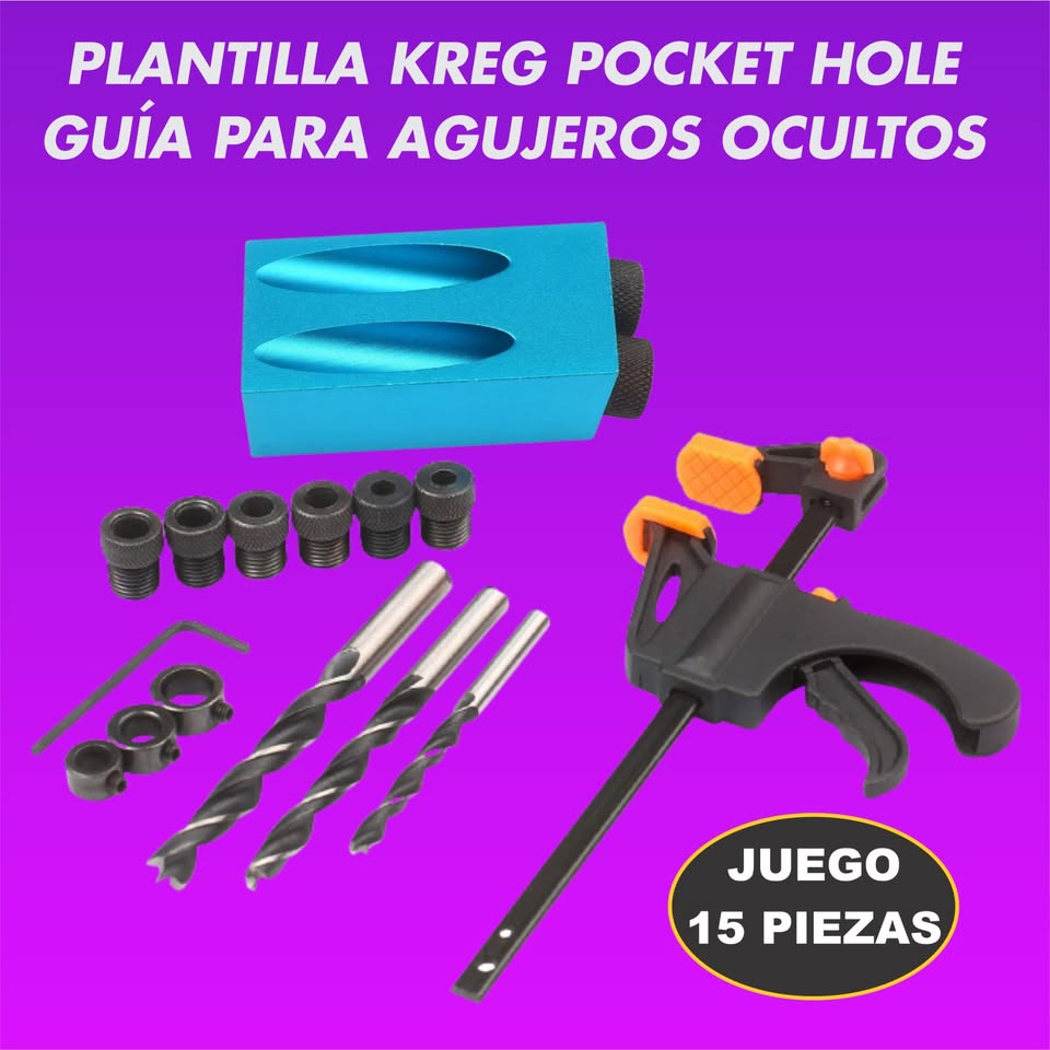 GUIA PARA AGUJEROS OCULTOS PLANTILLA KREG POCKET O BOLSILLO X15 PCs