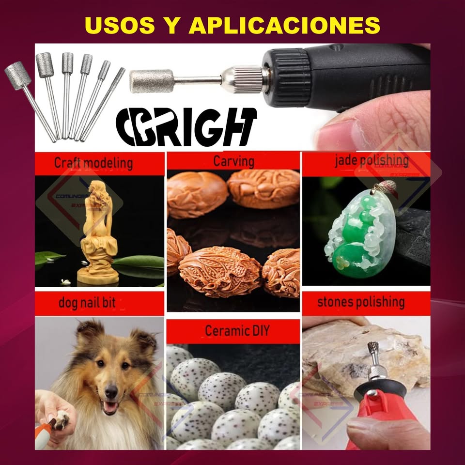 BROCA FRESA DIAMANTE CABEZA CILINDRO DREMEL CNC MOTOTOOL X 6PC - Imagen 4