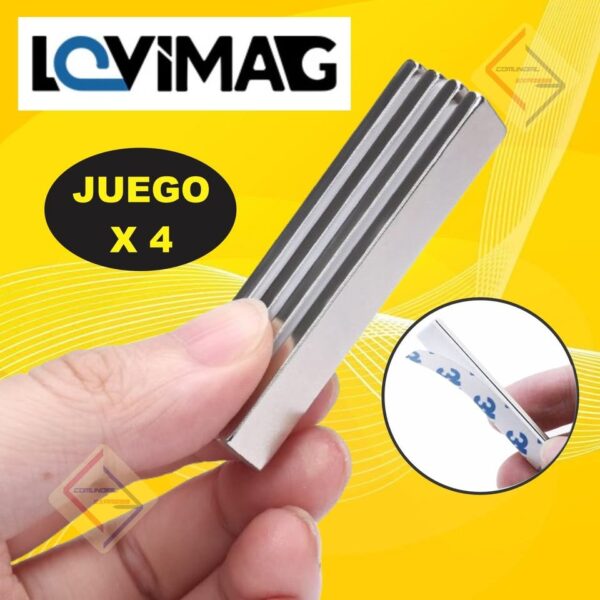 IMAN DE NEODIMIO CON ADHESIVO EN BARRA DE 60X10X3 MM JUEGO DE 4 IMANES - Imagen 4