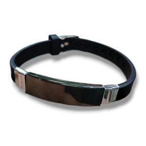 Brazalete de identificación delgado placa negra