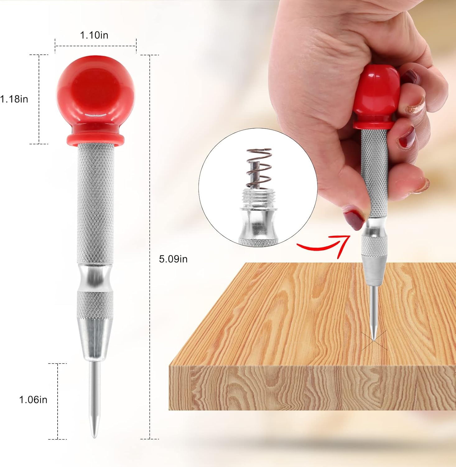 LÁPICES MECANICOS CARPINTERÍA SACAPUNTAS PUNZON CENTRAL BOLIGRAFO DE CARBURO - Imagen 7