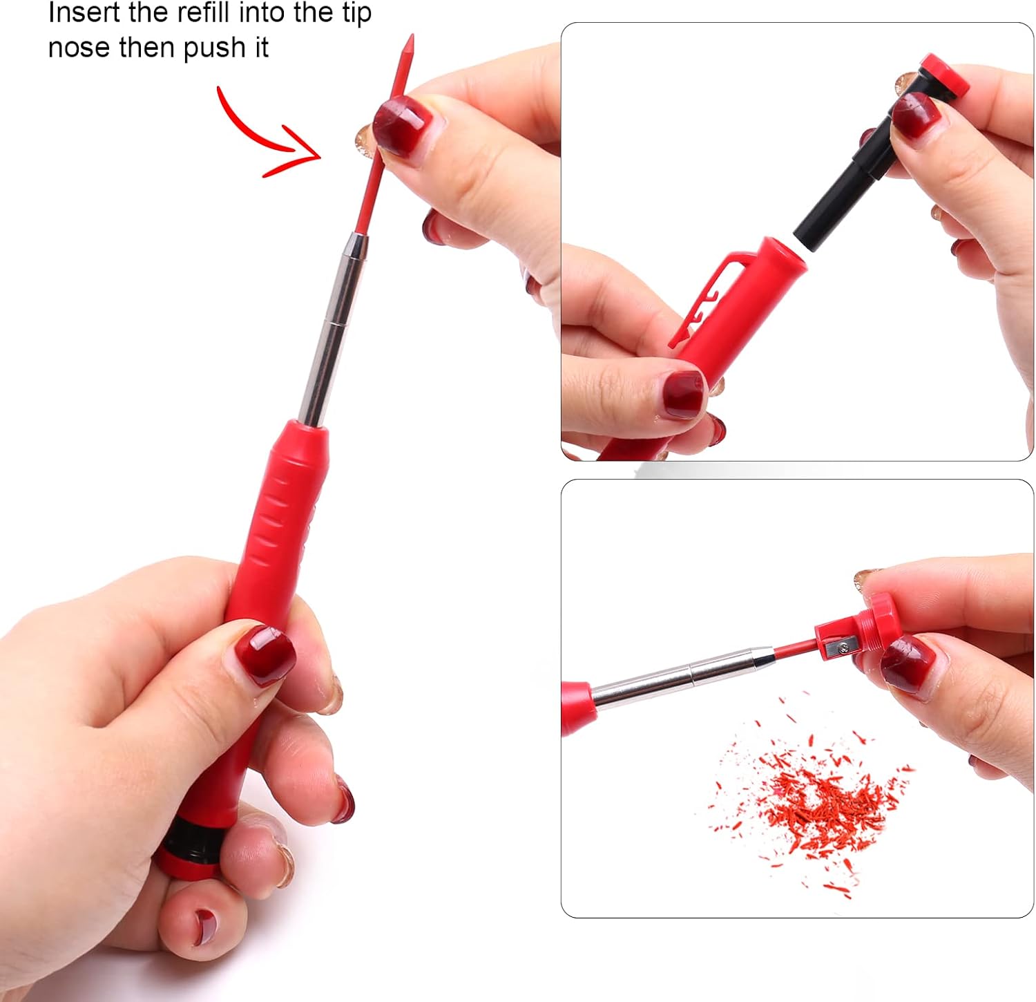 LÁPICES MECANICOS CARPINTERÍA SACAPUNTAS PUNZON CENTRAL BOLIGRAFO DE CARBURO - Imagen 2