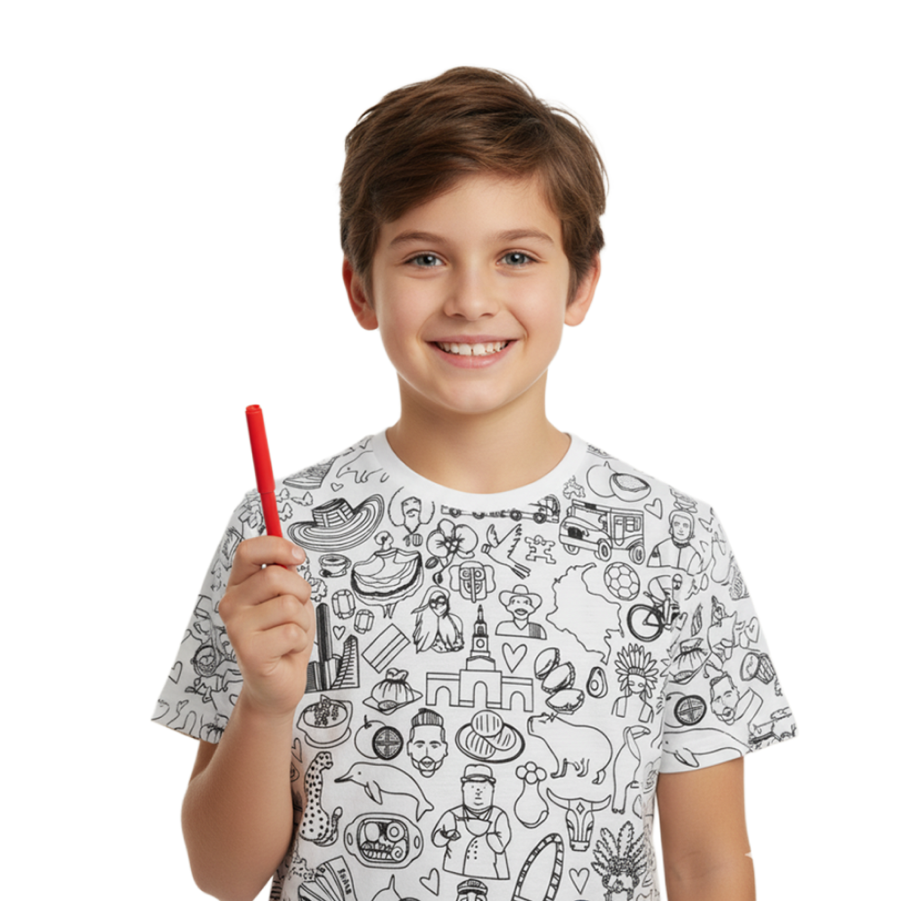 Camiseta coloreable los Colores de Colombia