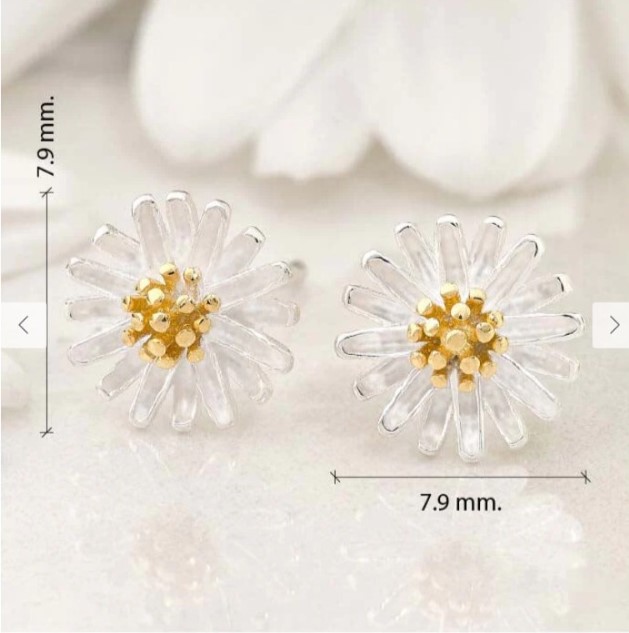 Aretes Margarita plata oro - Imagen 3