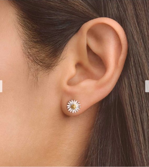 Aretes Margarita plata oro - Imagen 4