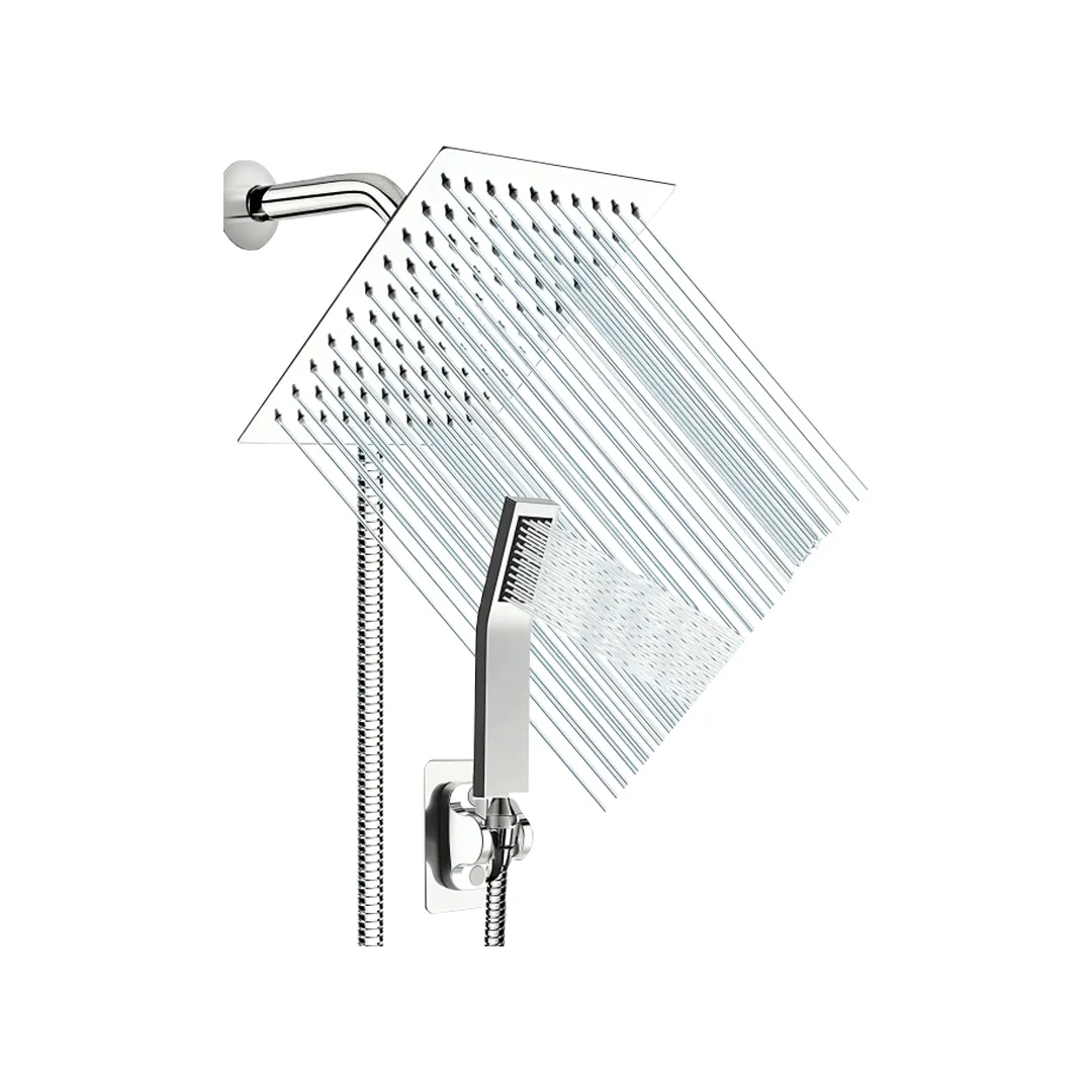 Kit Ducha Lluvia Cuadrado en Acero Inoxidable Ecotrade