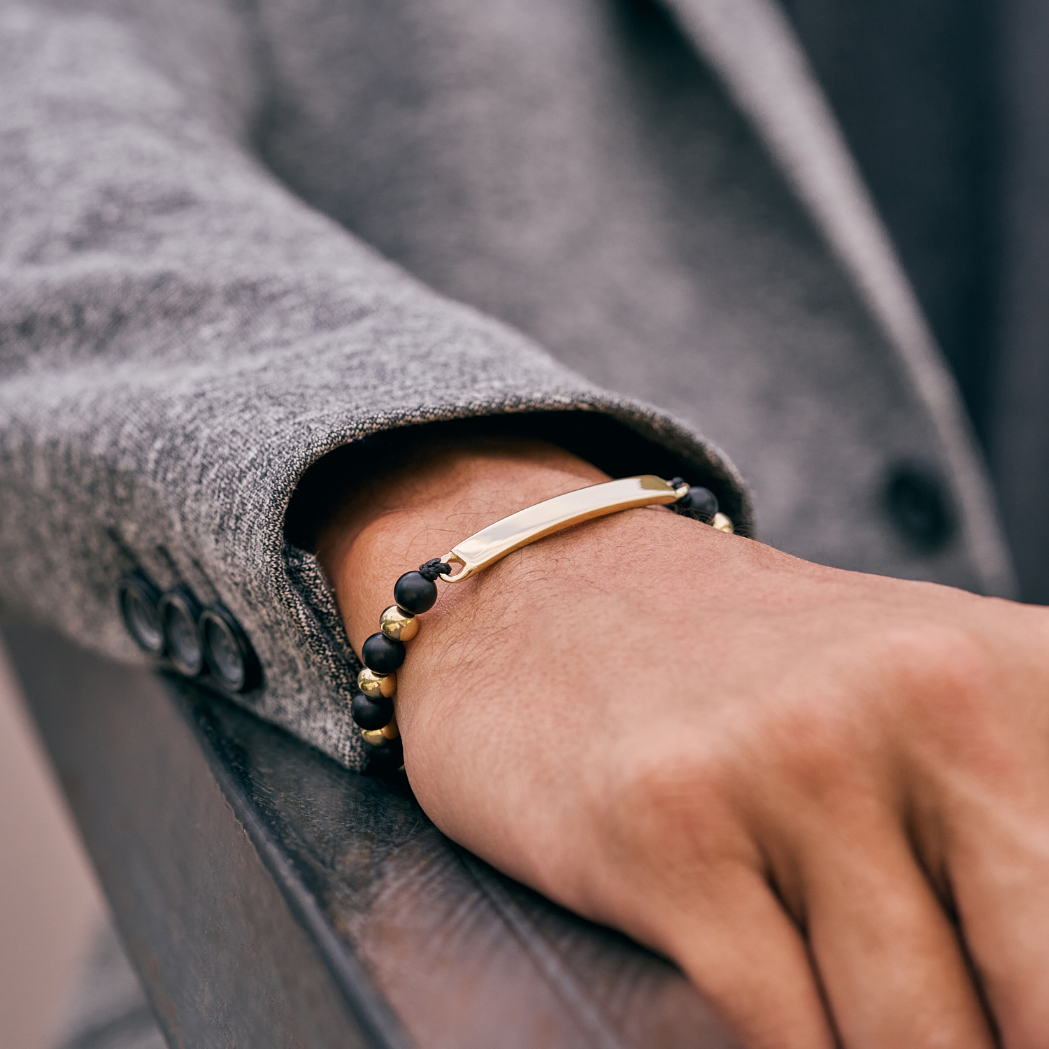 Pulsera balines placa intercalada - Imagen 3