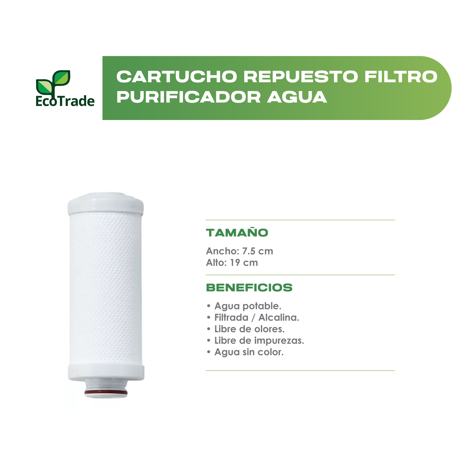Cartucho Repuesto Filtro Purificador Agua Ultrafiltración - Imagen 2