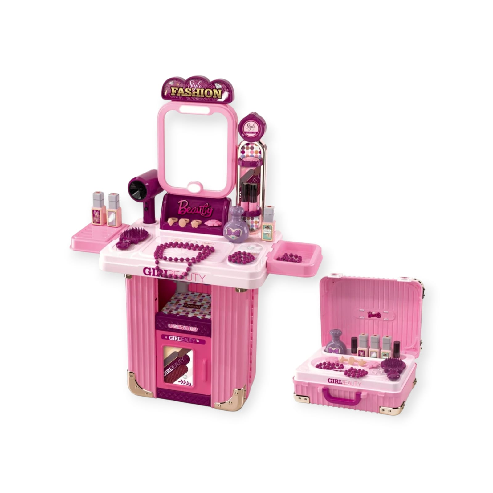 Kit Maleta Tocador Belleza juguete Infantil Espejo luz - Imagen 3