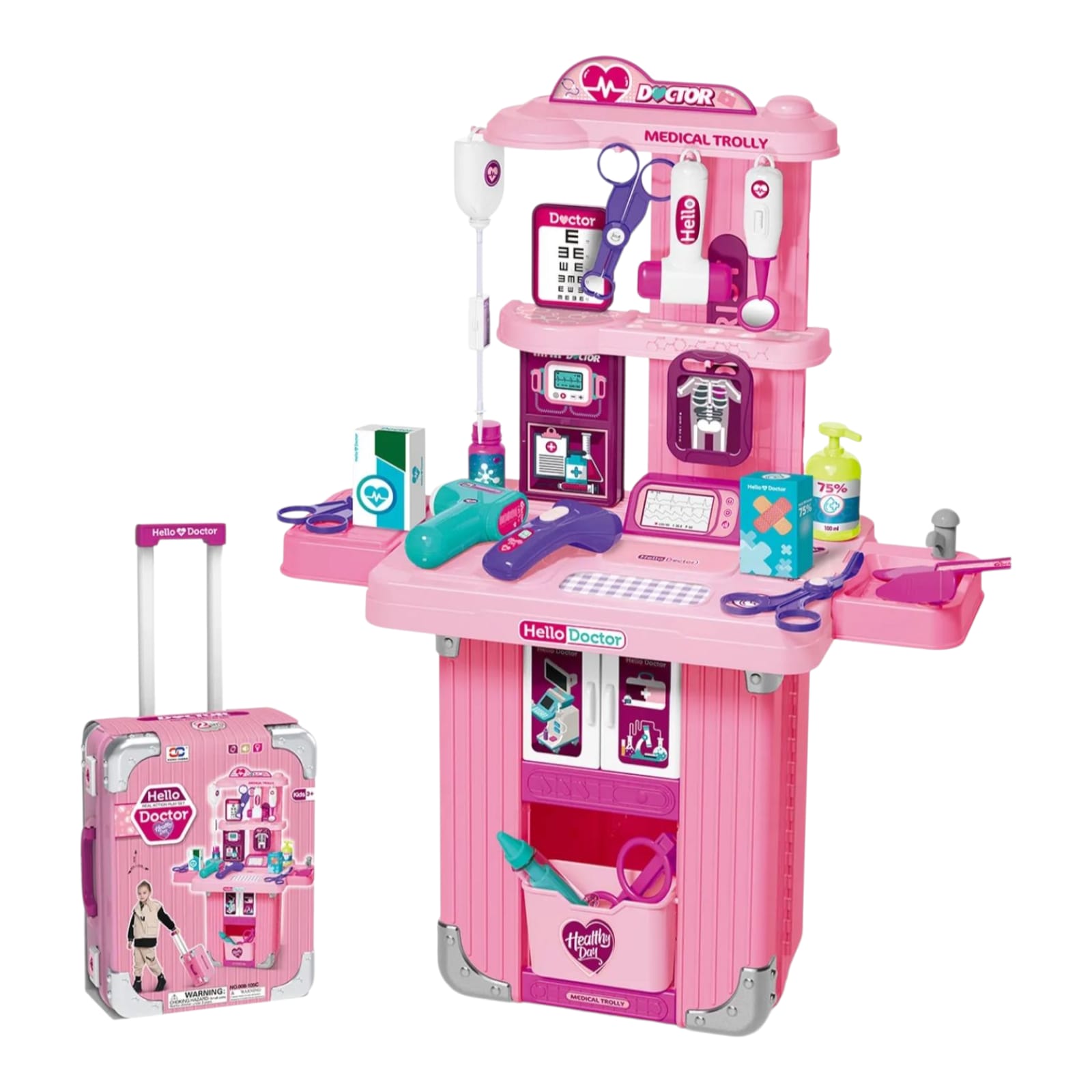 Kit maleta doctora juguete didactico rodachines portatil