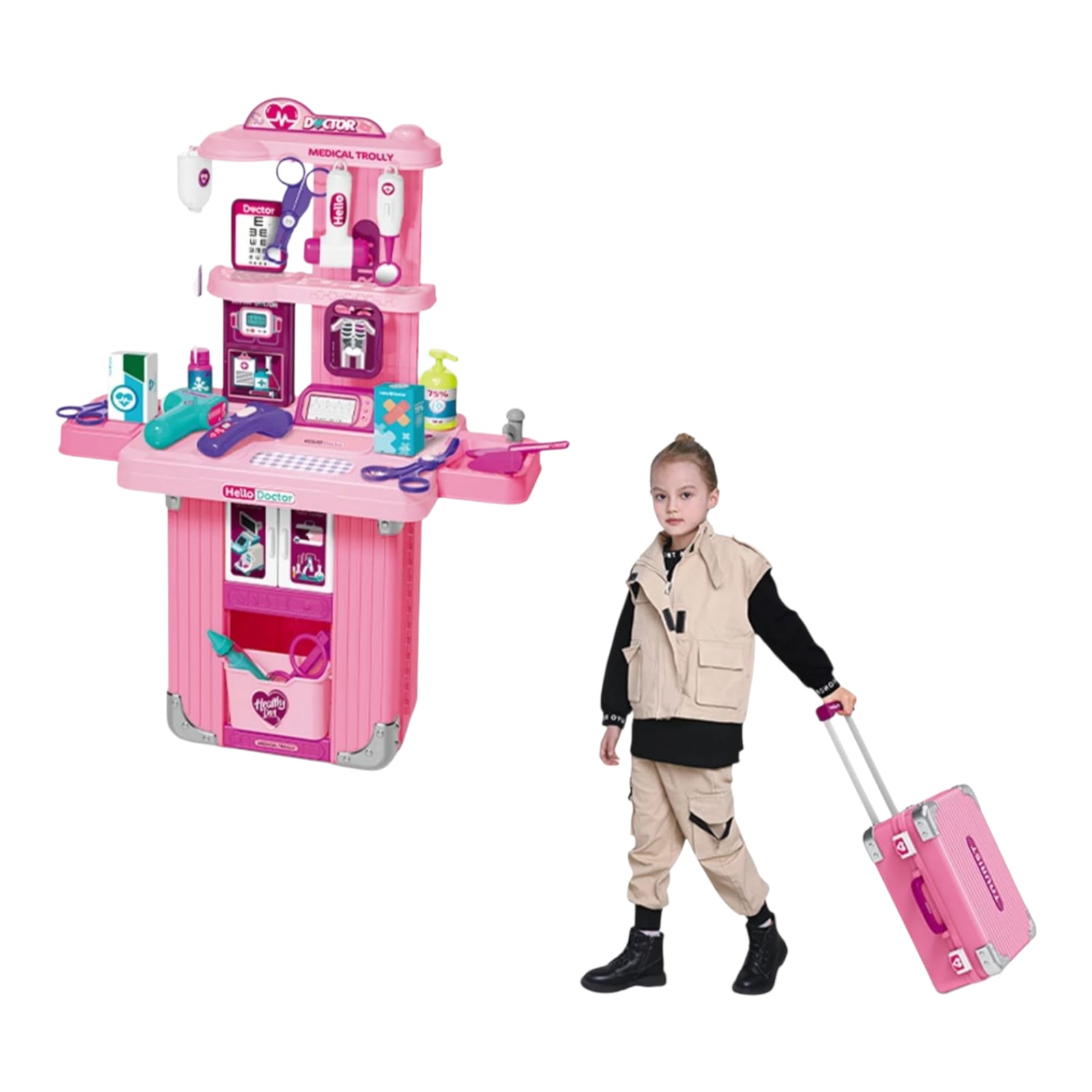 Kit maleta doctora juguete didactico rodachines portatil - Imagen 3