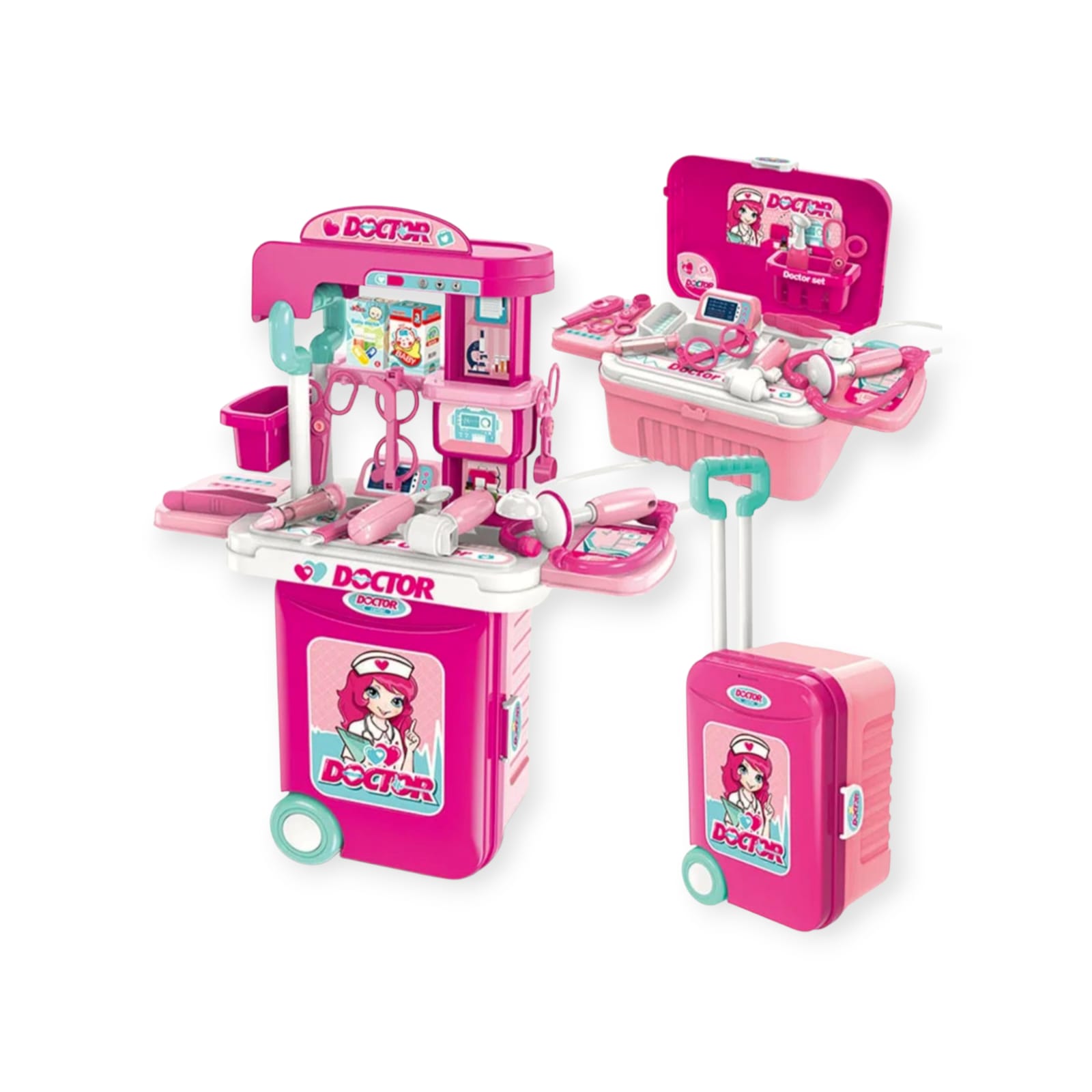 Juguete doctor didactico niña maleta con rodachines portable