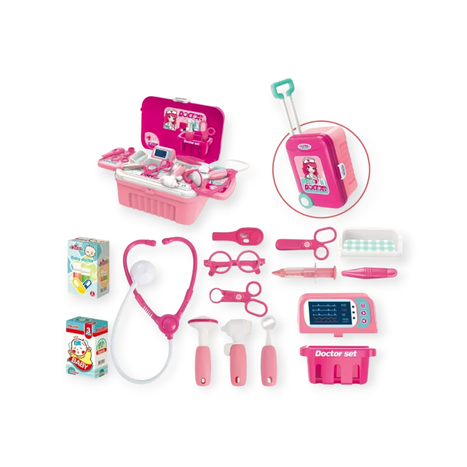 Juguete doctor didactico niña maleta con rodachines portable - Imagen 4