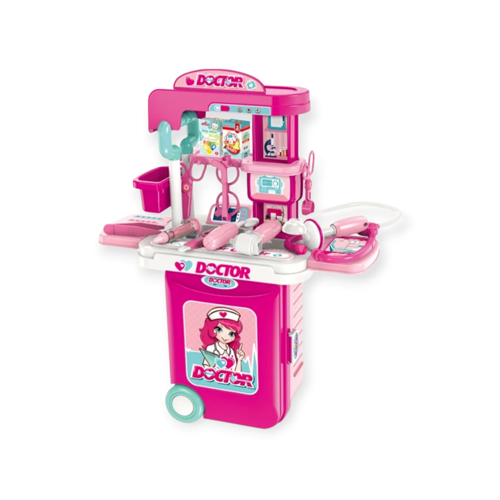 Juguete doctor didactico niña maleta con rodachines portable - Imagen 2
