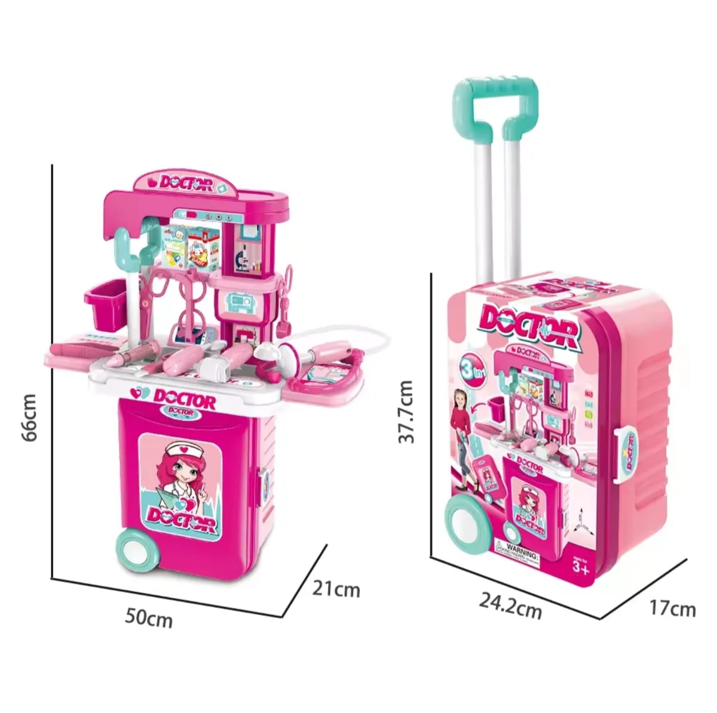 Juguete doctor didactico niña maleta con rodachines portable - Imagen 5