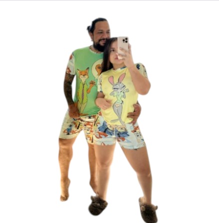 Pijamas para parejas en short estampadas