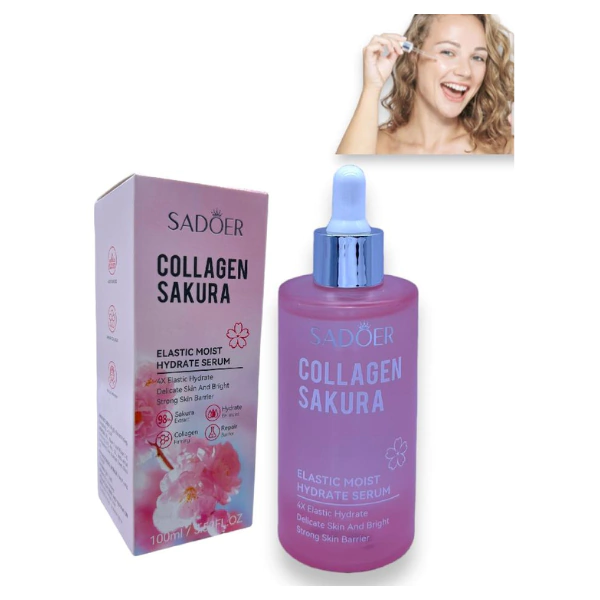 SERUM FACIAL CON EXTRACTO DE SAKURA PIEL 4 VECES MAS HIDRATADA SADOER 100ML