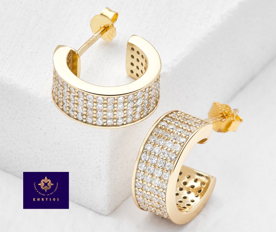 Aretes olimpia plata oro - Imagen 2