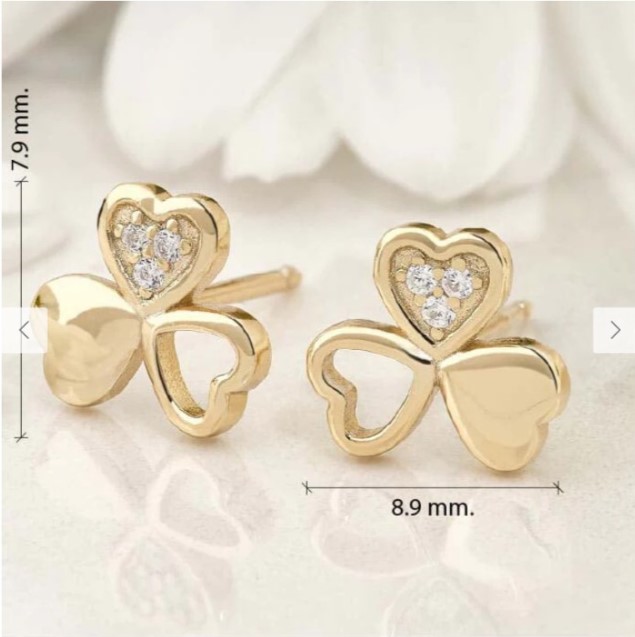 Aretes trebol plata oro - Imagen 5