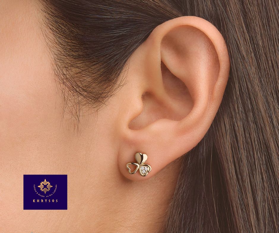 Aretes trebol plata oro - Imagen 4